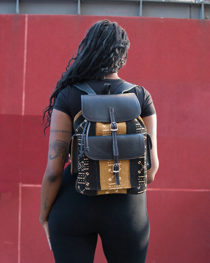 ZURI Backpack – Genuine Leather & Authentic Bogolan