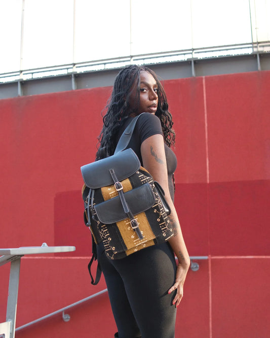 ZURI Backpack – Genuine Leather & Authentic Bogolan