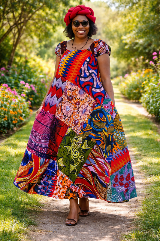 Maaj Designs Heritage Patchwork Dress - Multicolored African Print