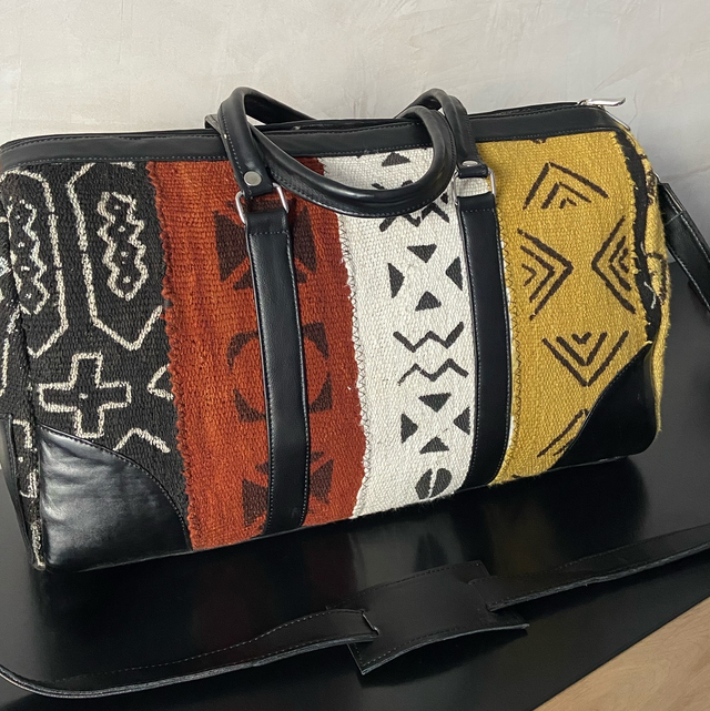 Leather & Bogolan Travel Bag