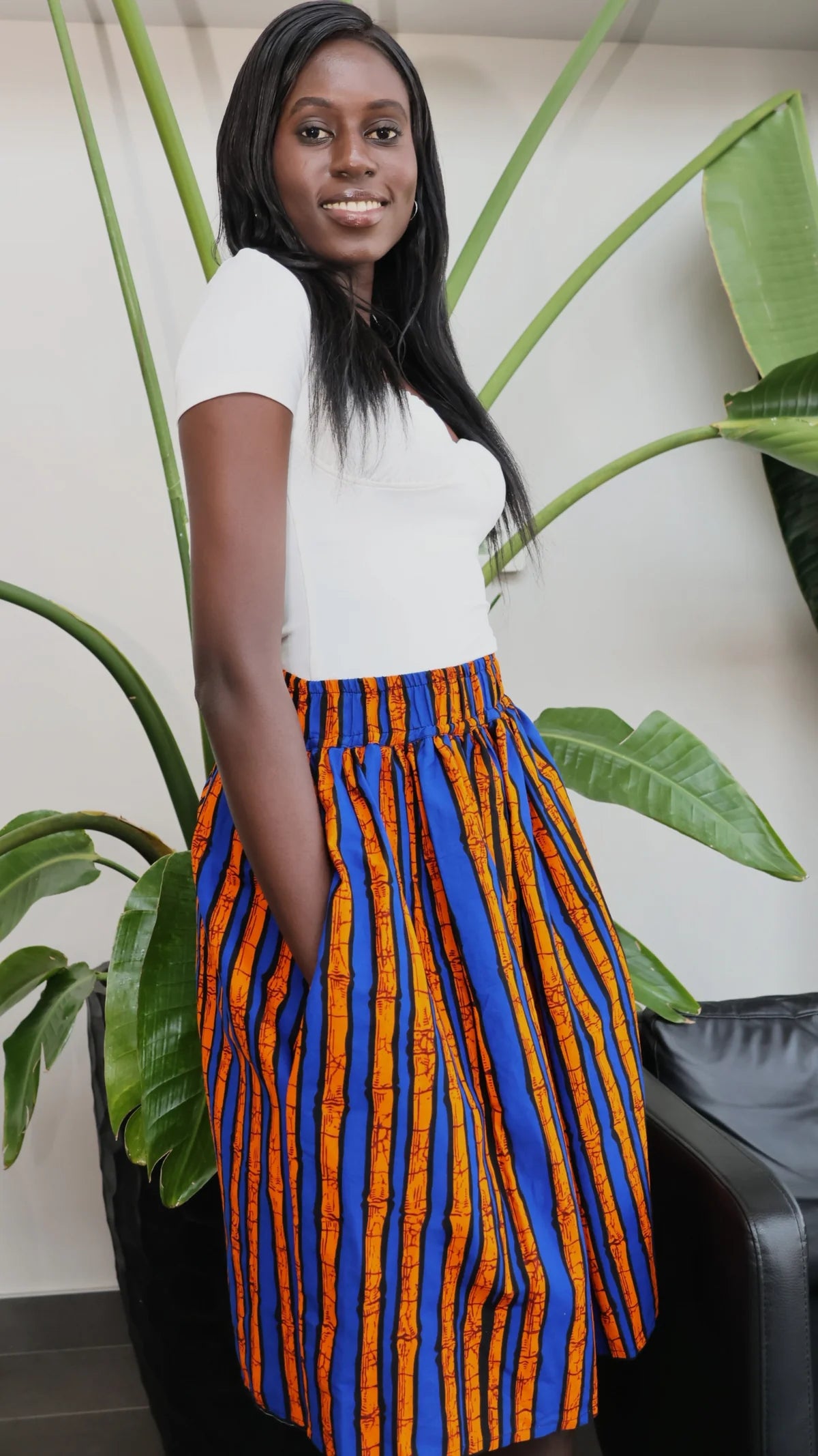 Nailah african print midi skirt