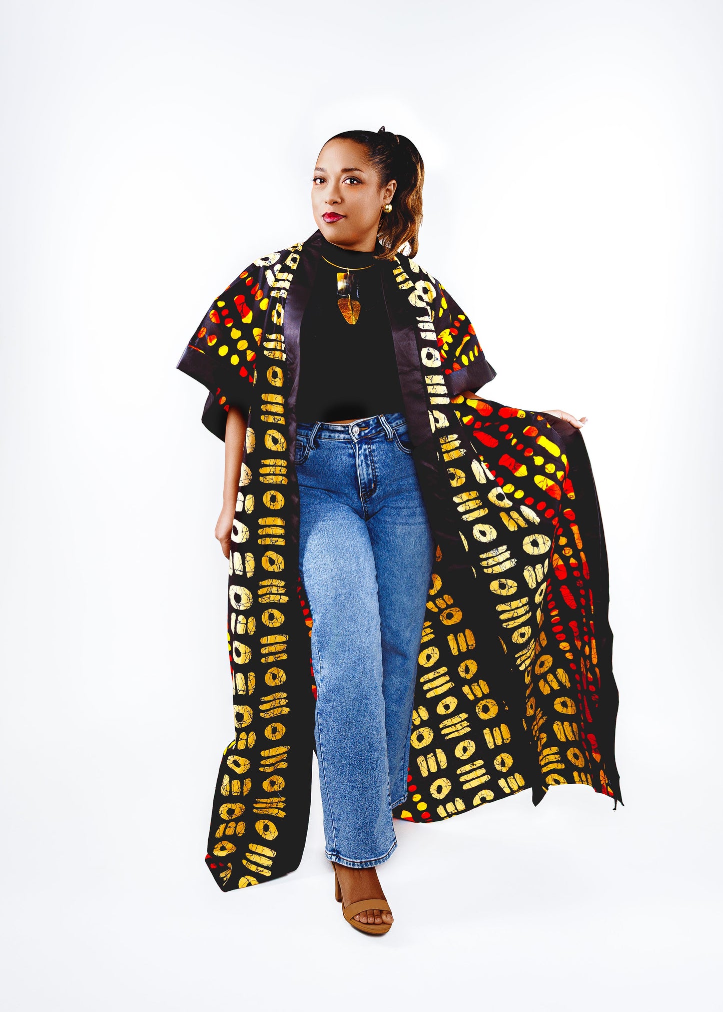 Noukia Maxi african print kimono (brown)