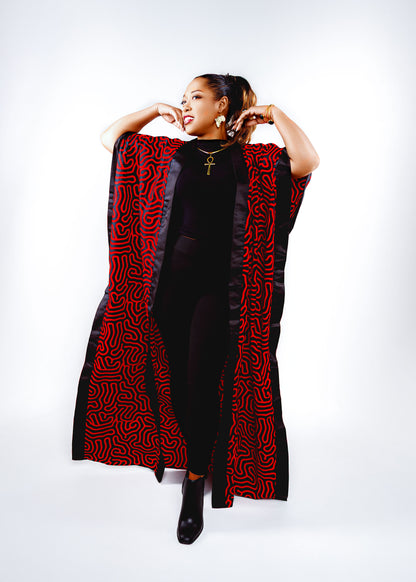 Noukia Maxi african print kimono (Red)