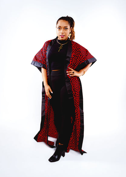 Noukia Maxi african print kimono (Red)