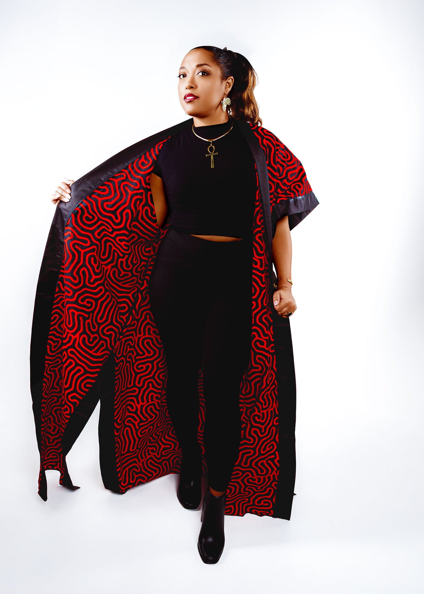 Noukia Maxi african print kimono (Red)