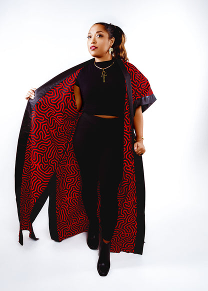 Noukia Maxi african print kimono (Red)
