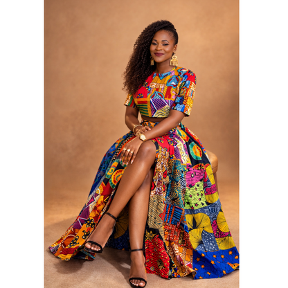 Two-piece set: Crop top + Maxi skirt  side pockets